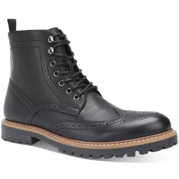 Club Room Men\'s Sawyer Faux-Leather Wingtip Chukka Boots Color Black Size 12 main image 5